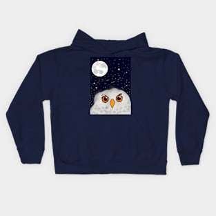 Owl in the night sky Kids Hoodie